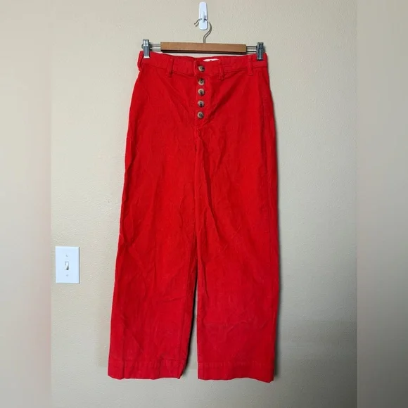 Marine Layer Bridget Wide Leg Crop Corduroy Pants Size 6 - Picture 6 of 13